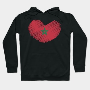 Morocco Flag Heart Design Hoodie